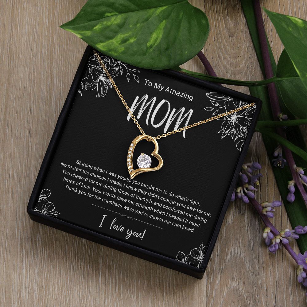 Triumph and Loss | Black & White | For Mom | Heart Necklace