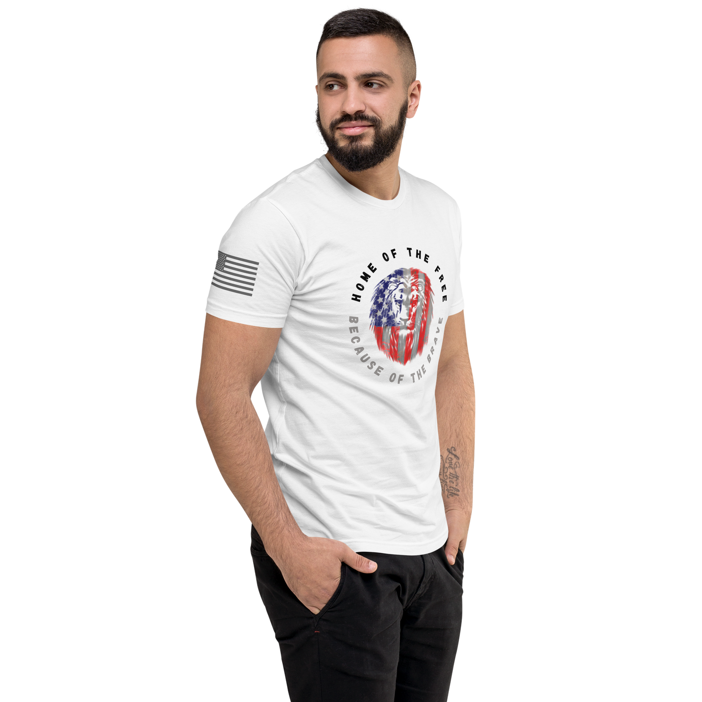 Patriotic Lion Men's Fitted T-shirt