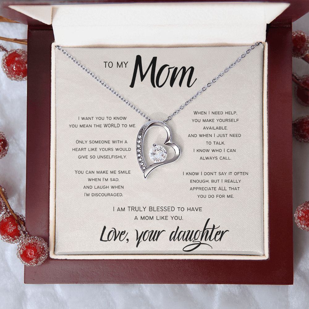 Truly Blessed | To Mom from Daughter | Heart Necklace