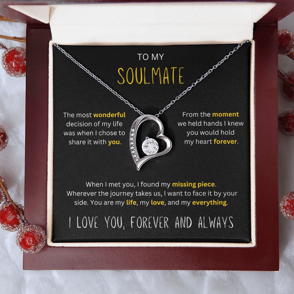 Missing Piece - To My Soulmate Gold Accent Heart Necklace Gift