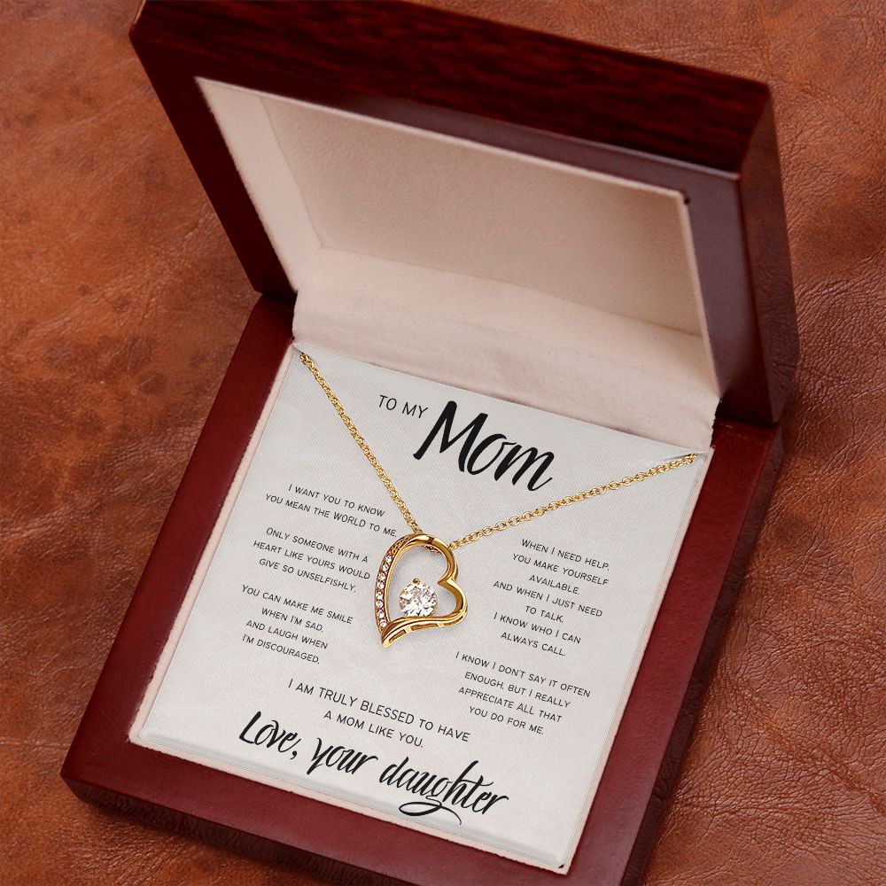 Truly Blessed | To Mom from Daughter | Heart Necklace