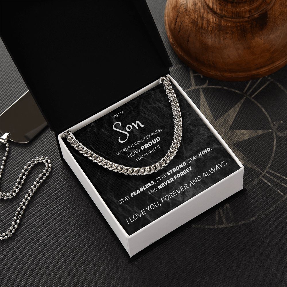 Stay Fearless - Cuban Link Chain Necklace For Son