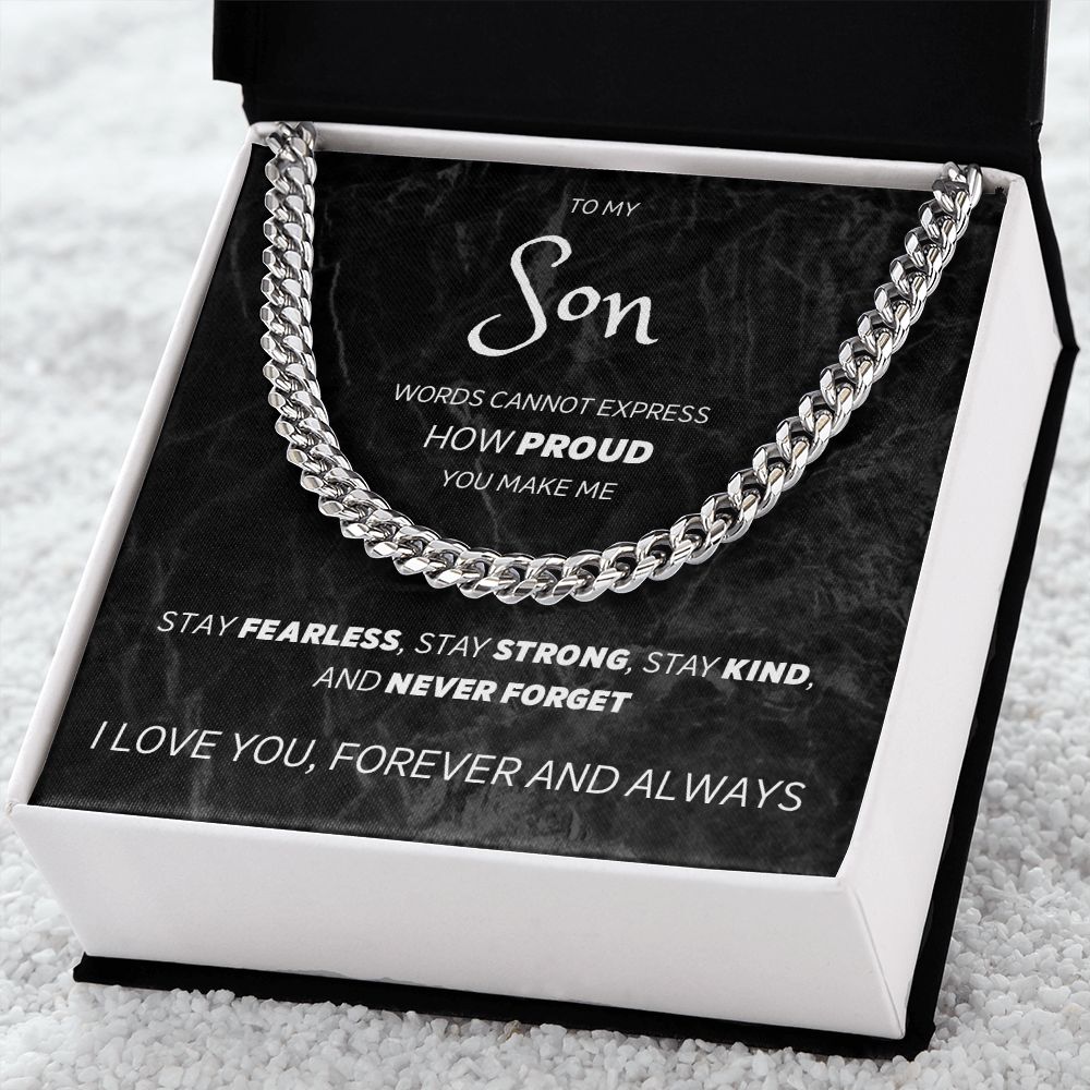 Stay Fearless - Cuban Link Chain Necklace For Son