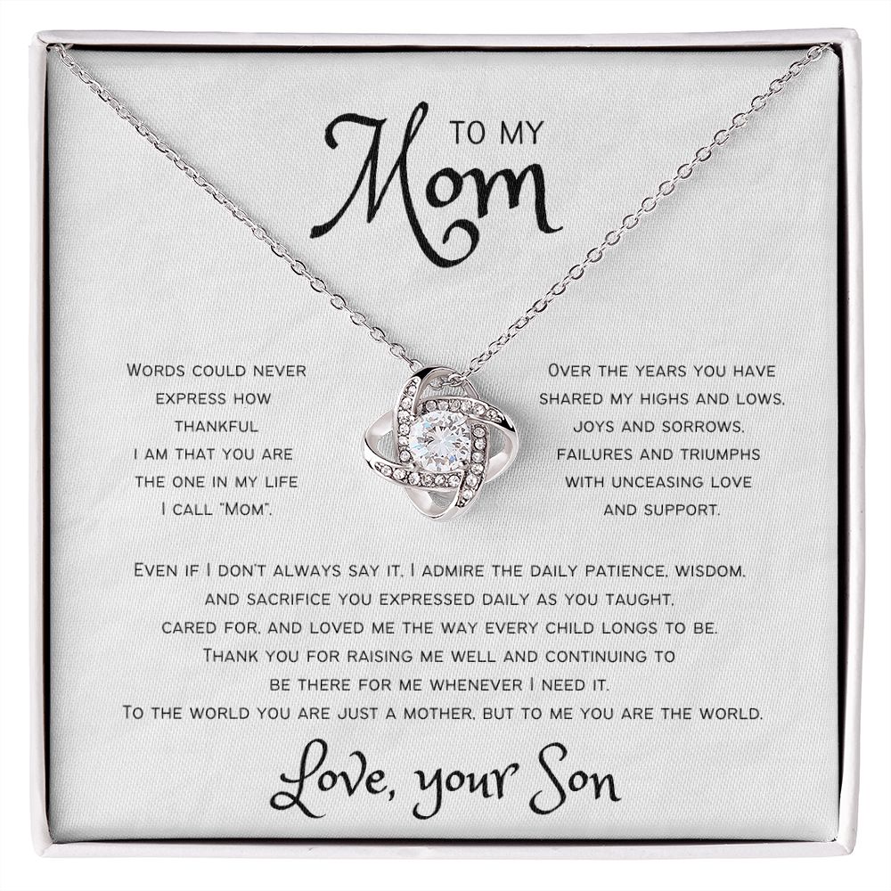 You Are The World | To Mom from Son Knot Necklace