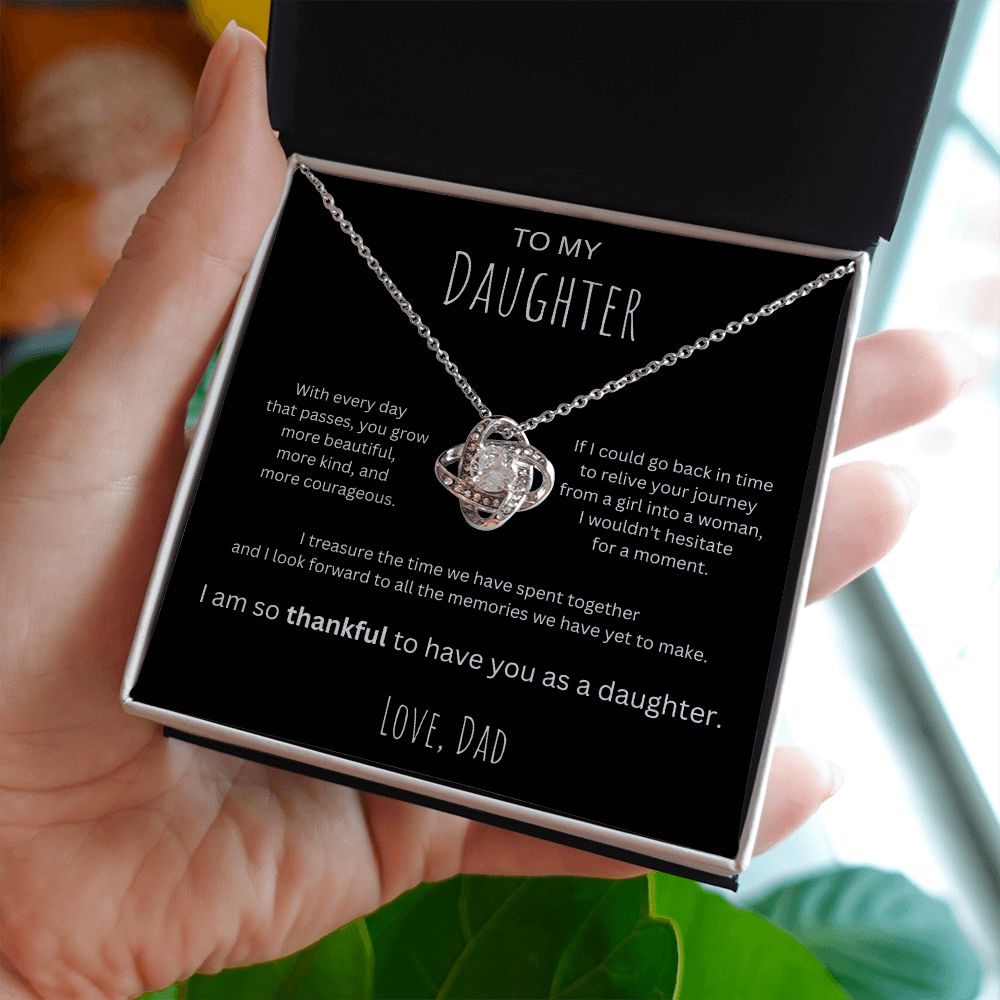 Treasured Times - To My Daughter Love Knot Necklace From Dad