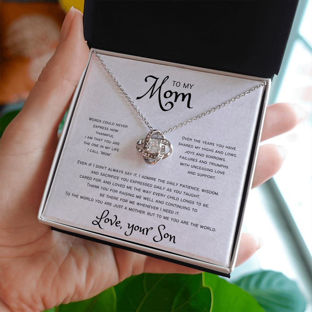 You Are The World | To Mom from Son Knot Necklace