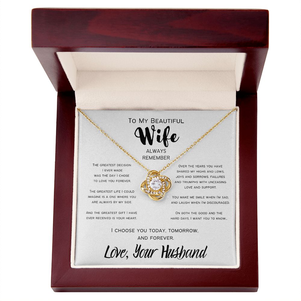 The Greatest Gift | To My Wife | Love Knot Necklace