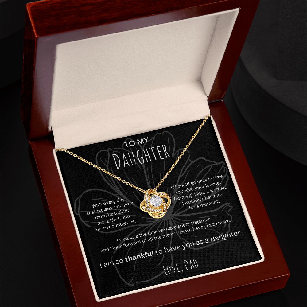 Treasured Times - To My Daughter Love Knot Necklace From Dad With Background