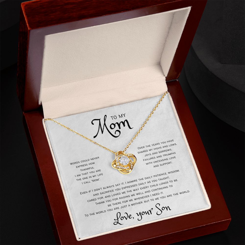 You Are The World | To Mom from Son Knot Necklace