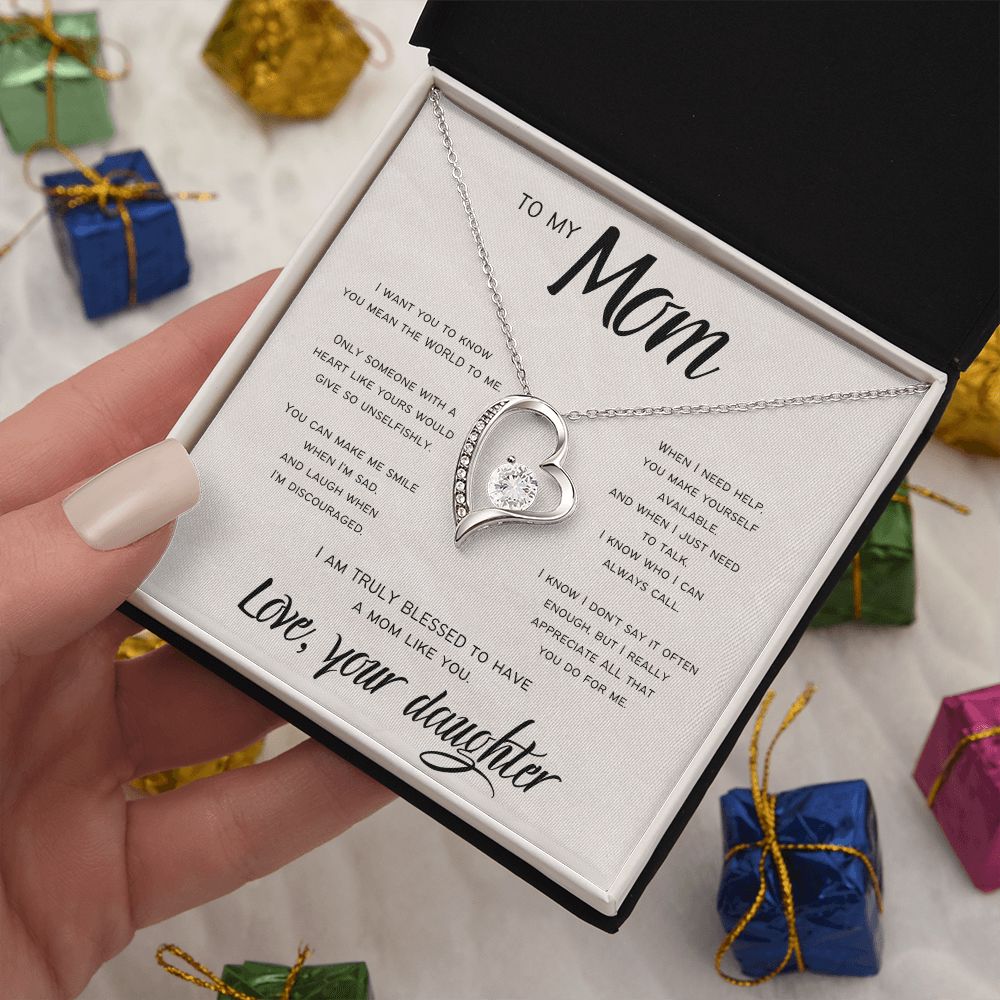 Truly Blessed | To Mom from Daughter | Heart Necklace