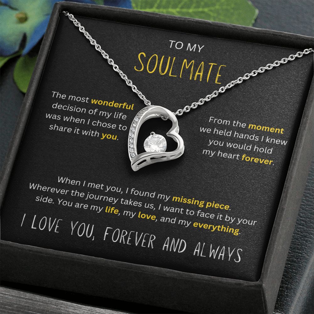 Missing Piece - To My Soulmate Gold Accent Heart Necklace Gift