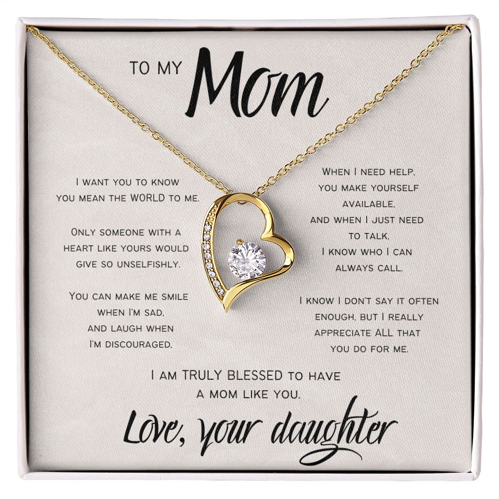 Truly Blessed | To Mom from Daughter | Heart Necklace
