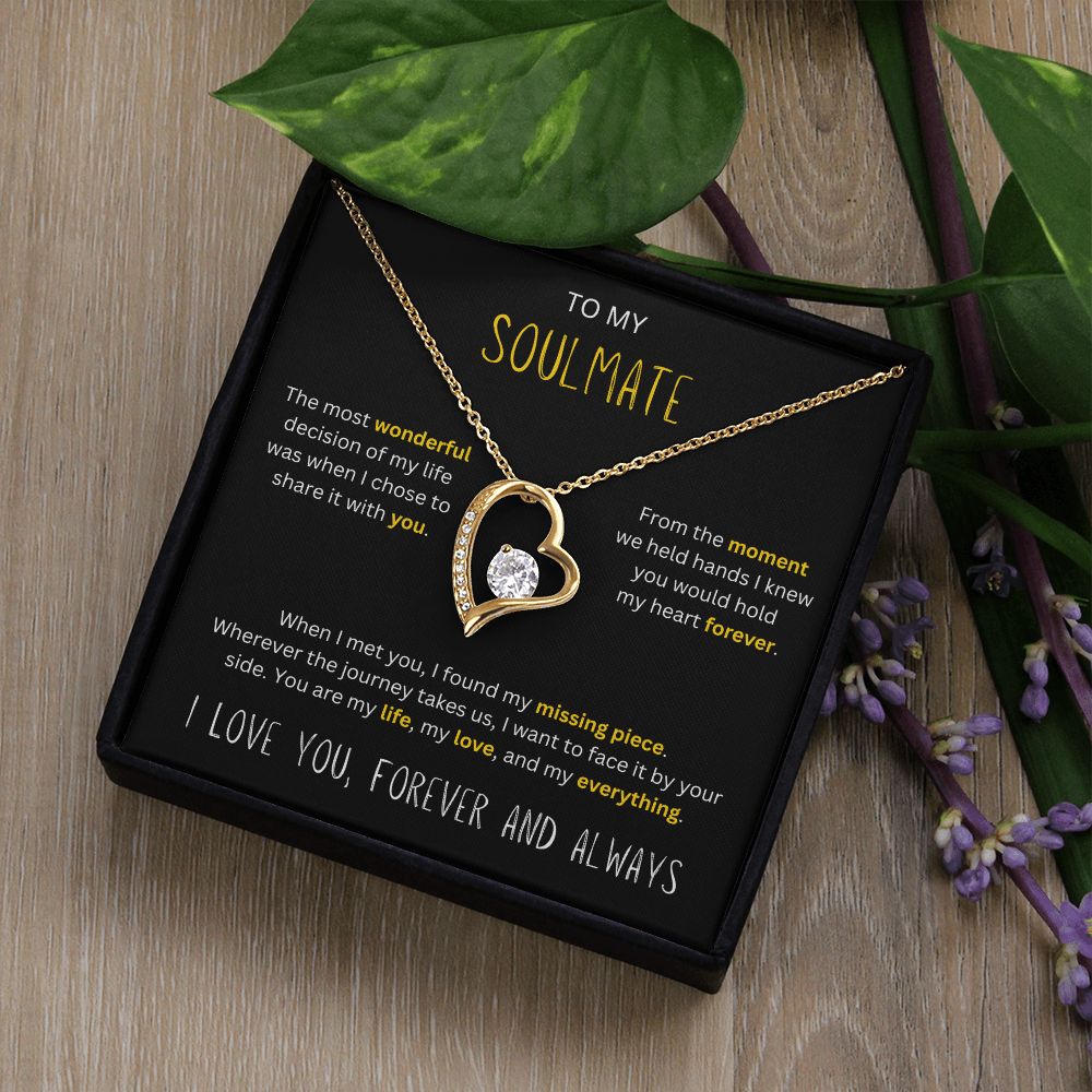 Missing Piece - To My Soulmate Gold Accent Heart Necklace Gift