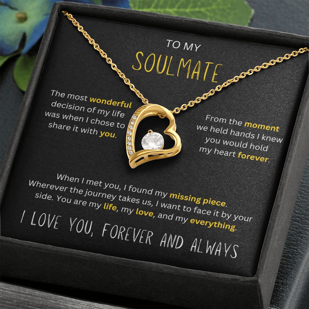 Missing Piece - To My Soulmate Gold Accent Heart Necklace Gift