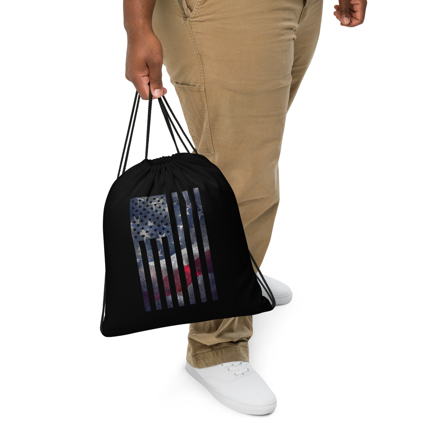 Rugged Flag Drawstring bag