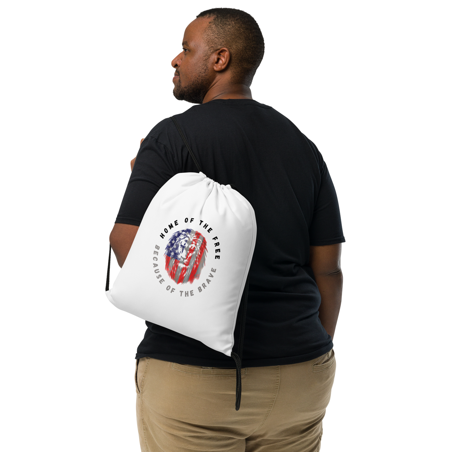 Patriotic Lion Drawstring bag