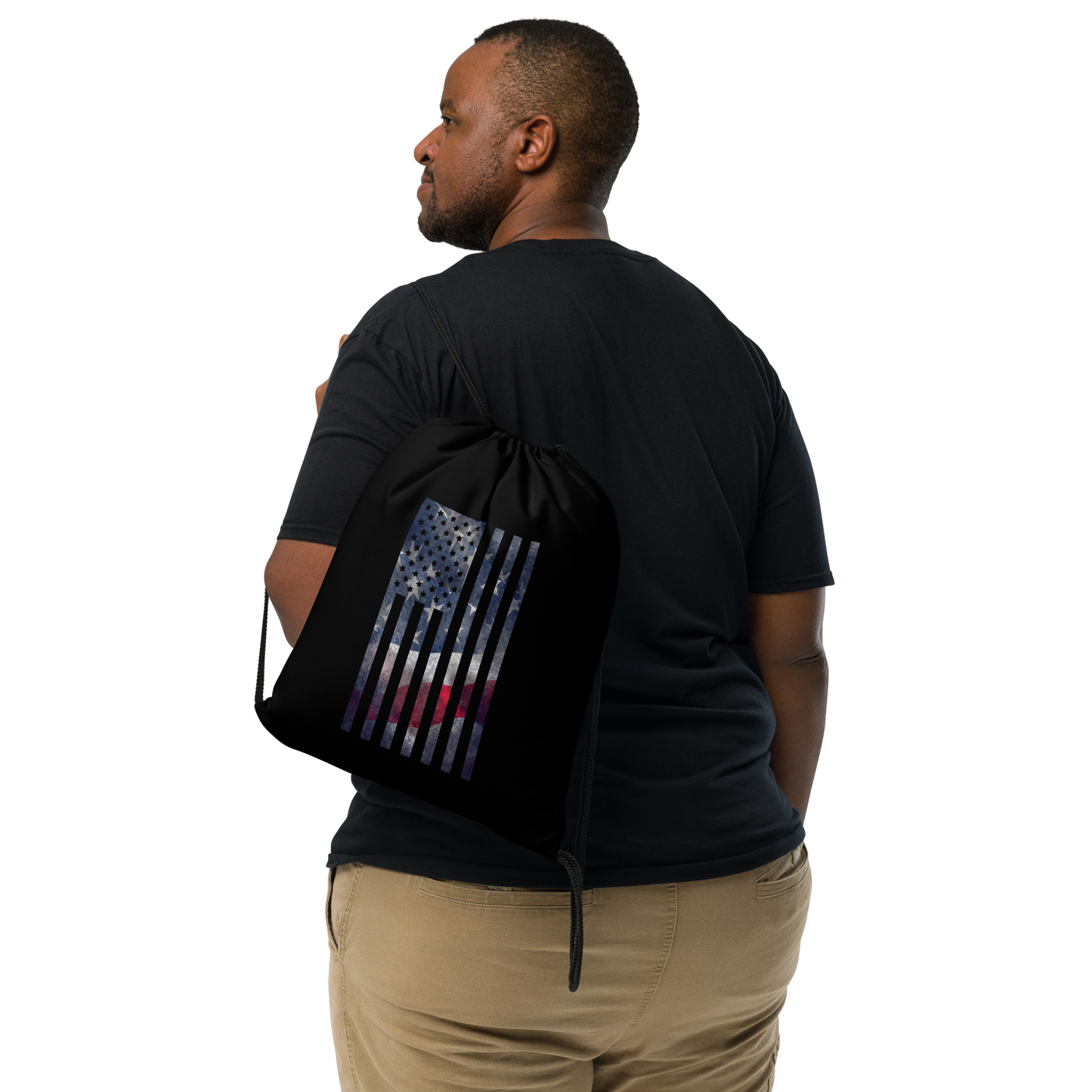 Rugged Flag Drawstring bag