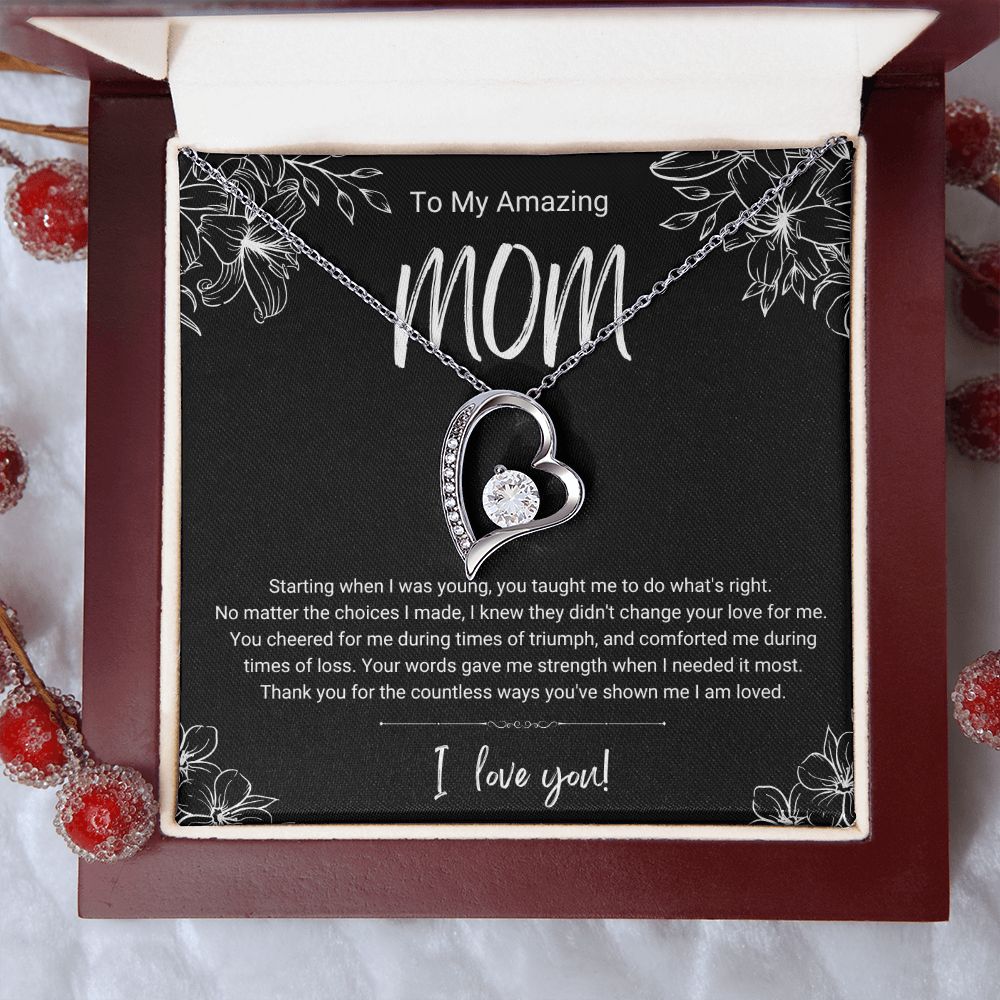 Triumph and Loss | Black & White | For Mom | Heart Necklace
