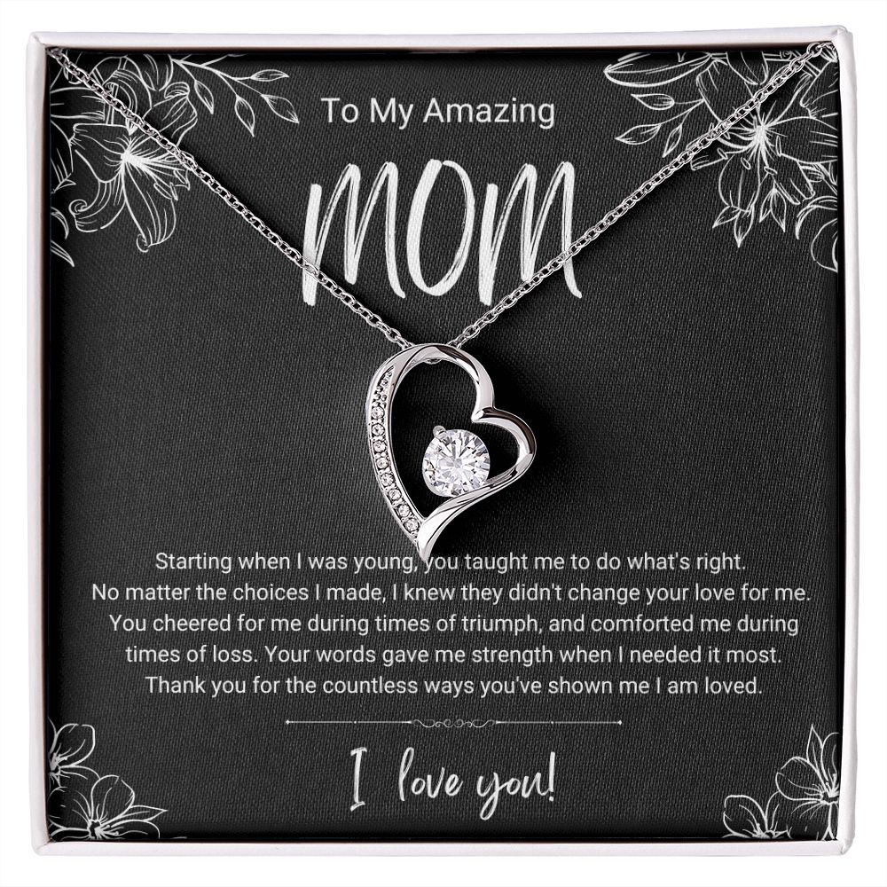 Triumph and Loss | Black & White | For Mom | Heart Necklace