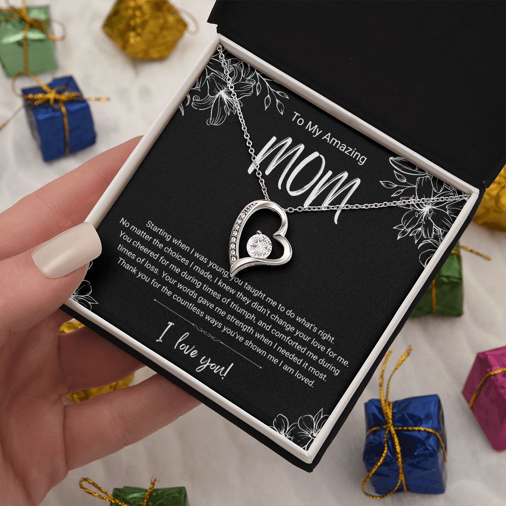Triumph and Loss | Black & White | For Mom | Heart Necklace