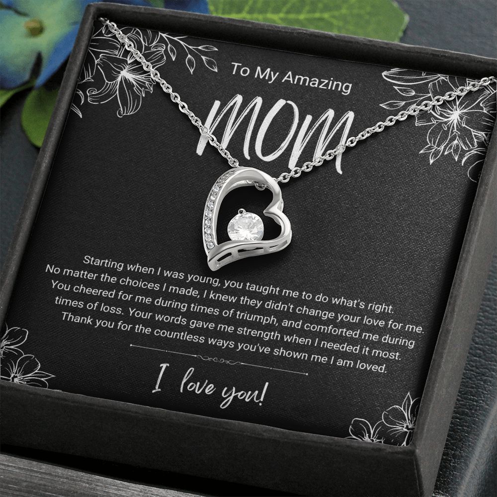 Triumph and Loss | Black & White | For Mom | Heart Necklace