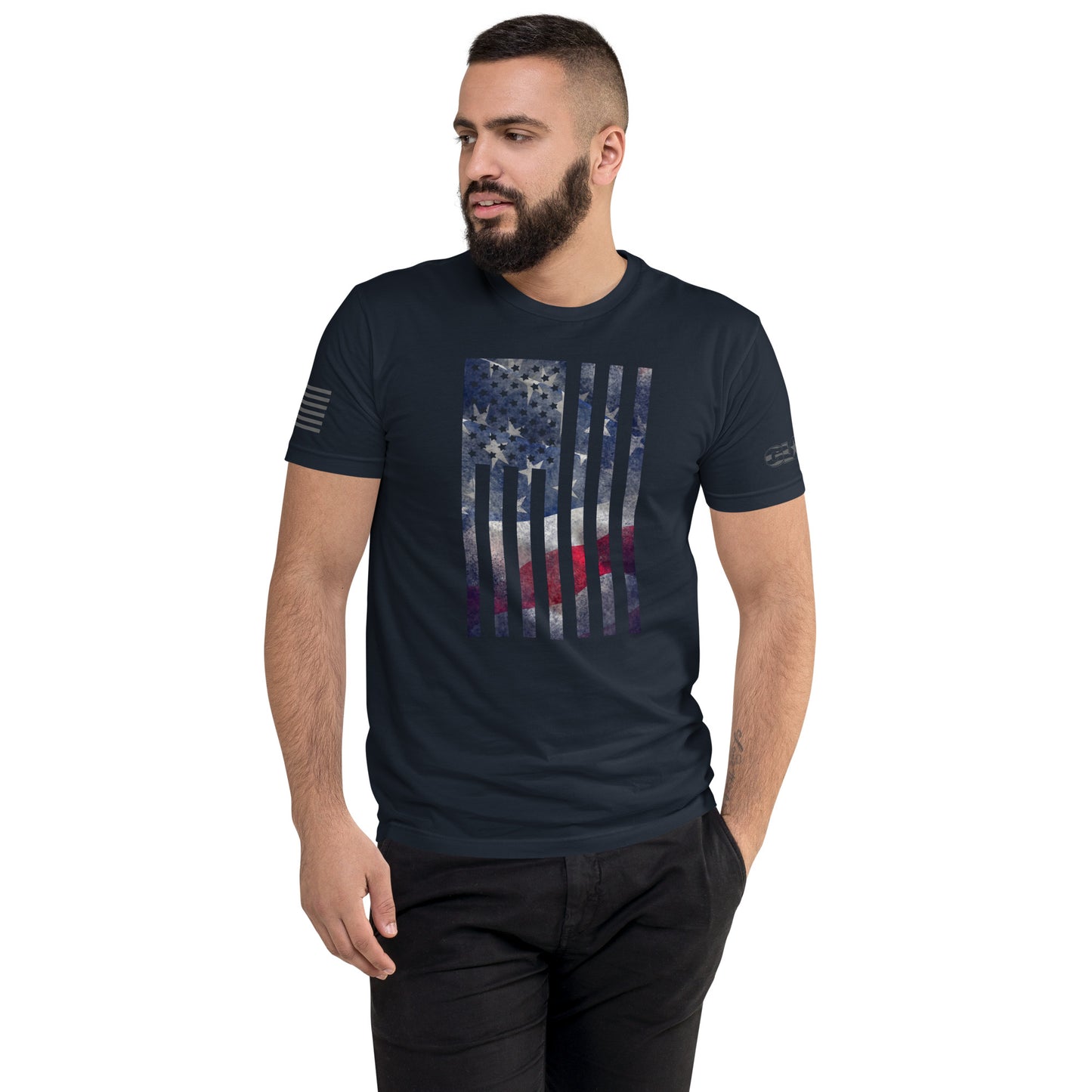 Rugged Flag Men's Fitted T-shirt