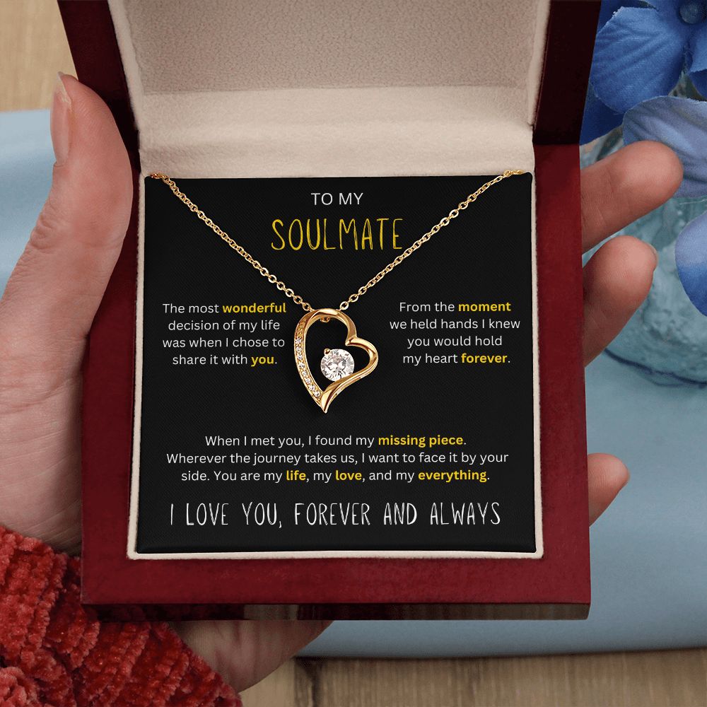 Missing Piece - To My Soulmate Gold Accent Heart Necklace Gift