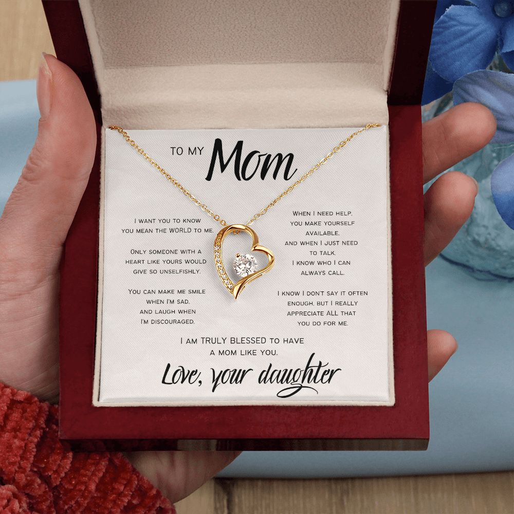 Truly Blessed | To Mom from Daughter | Heart Necklace