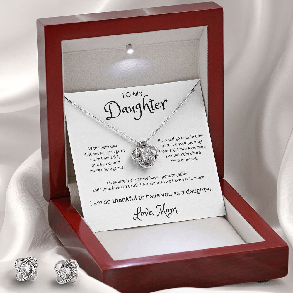 Treasured Times - To My Daughter Love Knot Necklace From Mom