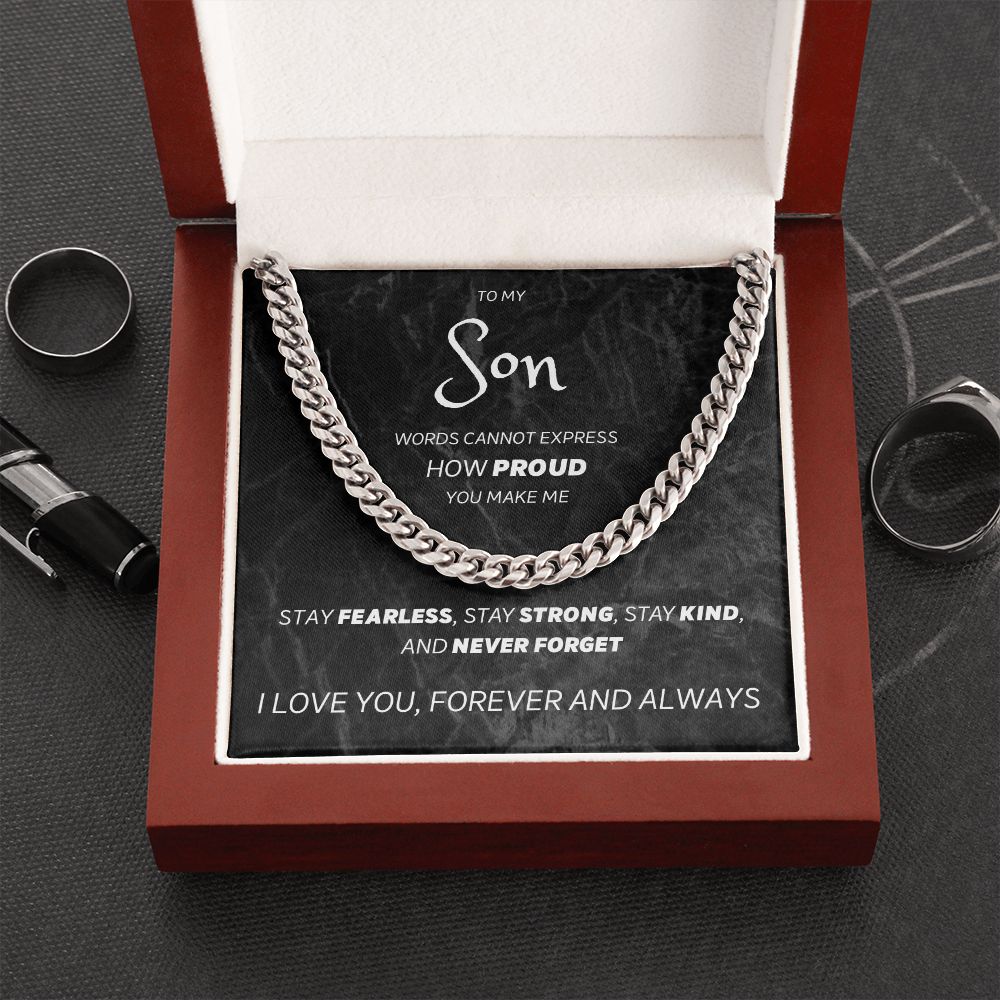 Stay Fearless - Cuban Link Chain Necklace For Son