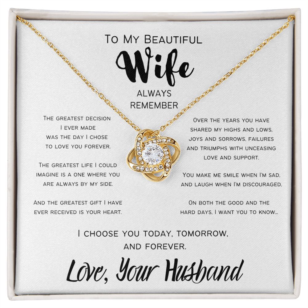 The Greatest Gift | To My Wife | Love Knot Necklace