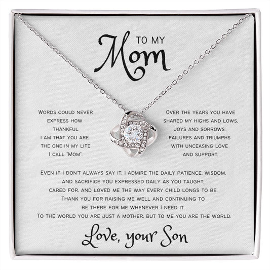 You Are The World | To Mom from Son Knot Necklace