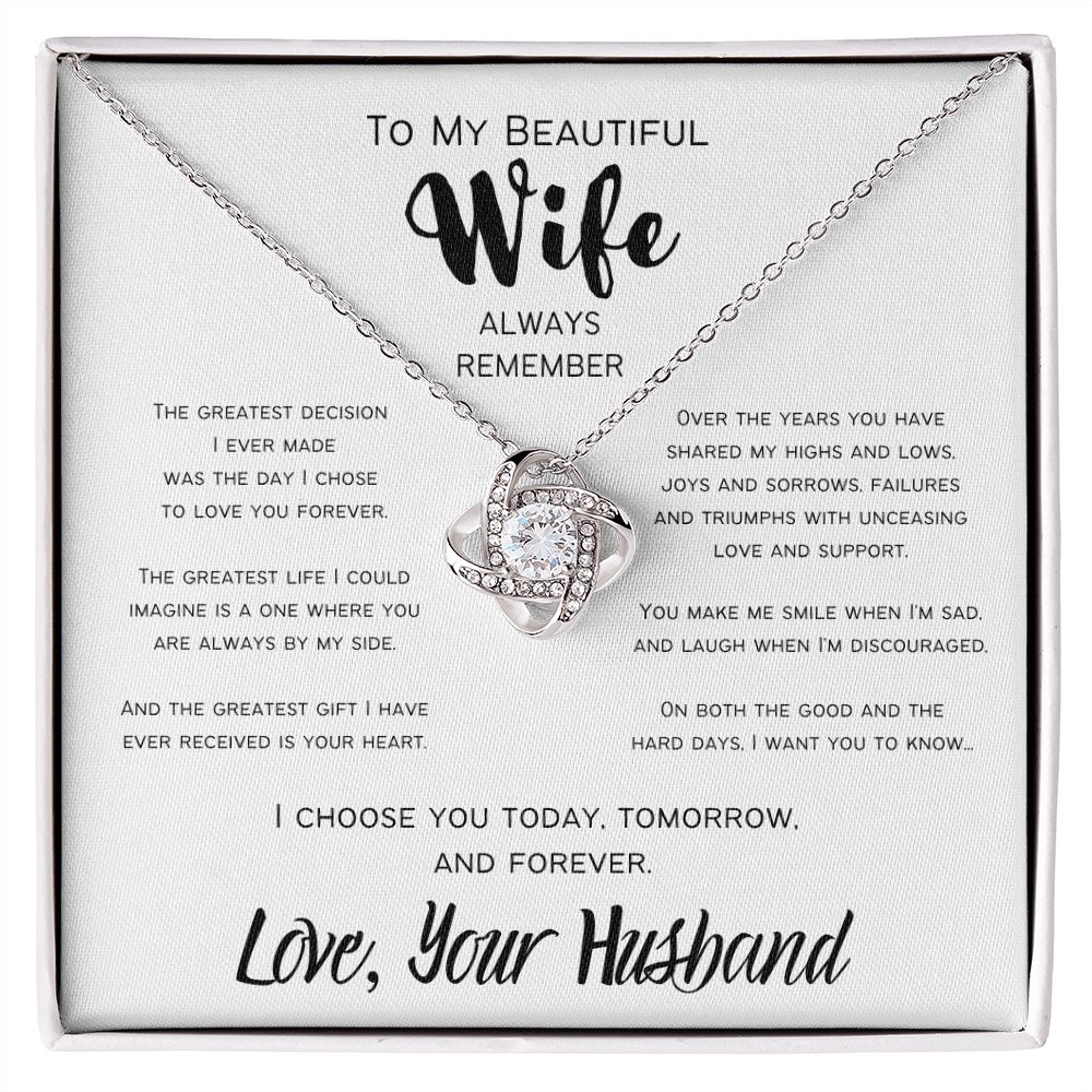The Greatest Gift | To My Wife | Love Knot Necklace