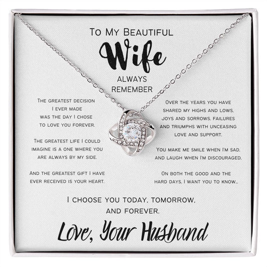 The Greatest Gift | To My Wife | Love Knot Necklace