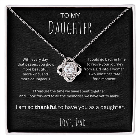 Treasured Times - To My Daughter Love Knot Necklace From Dad