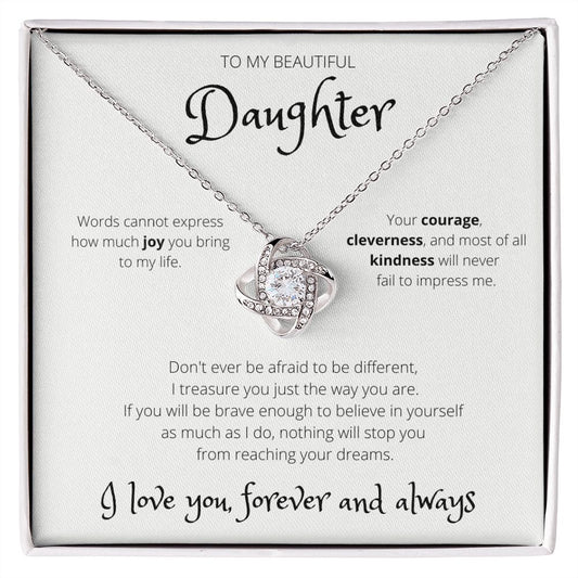 Brave Enough - For Daughter Love Knot Necklace Gift