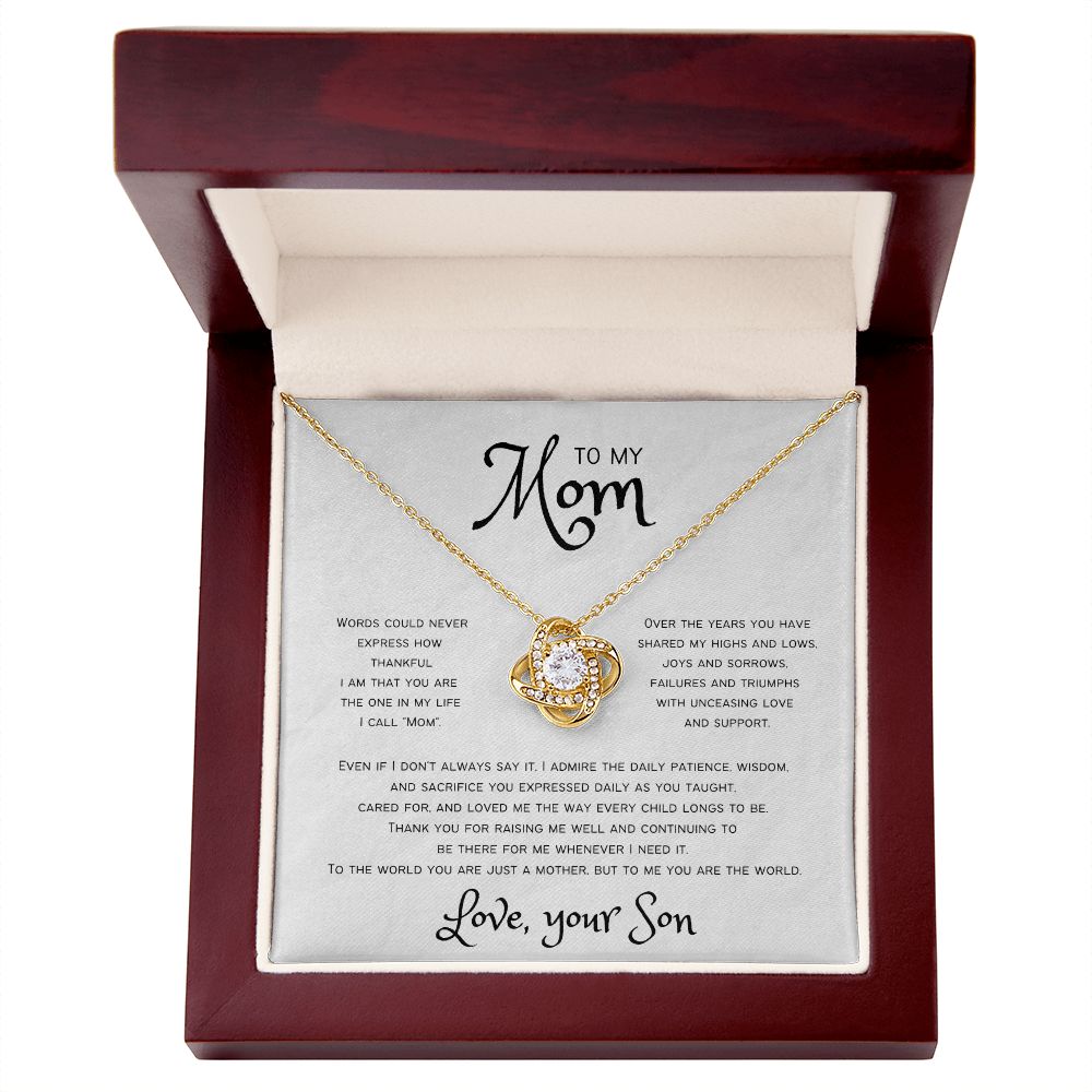 You Are The World | To Mom from Son Knot Necklace