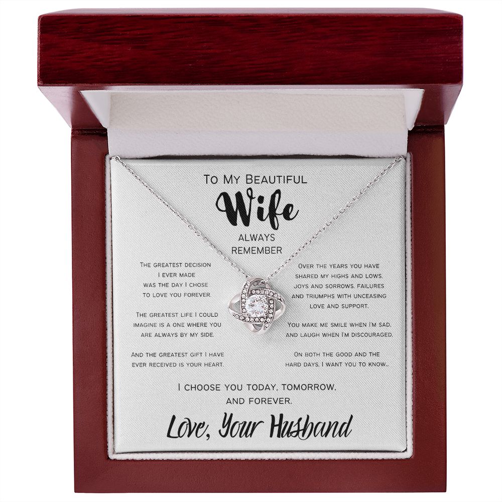 The Greatest Gift | To My Wife | Love Knot Necklace