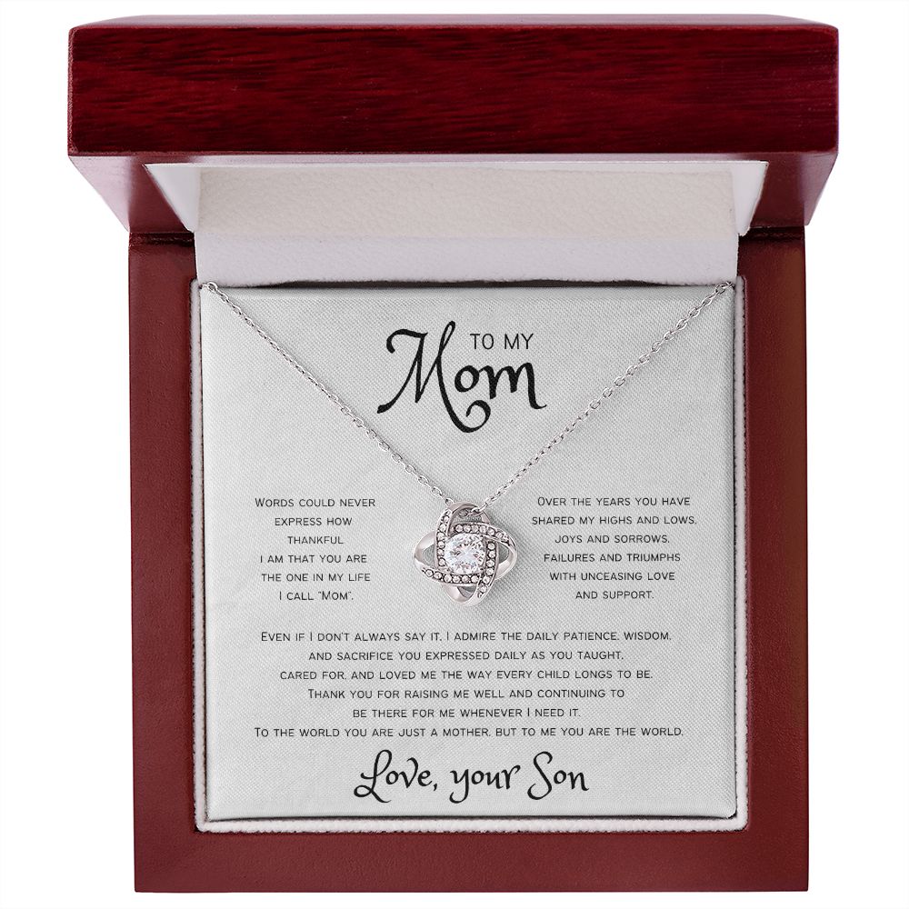 You Are The World | To Mom from Son Knot Necklace