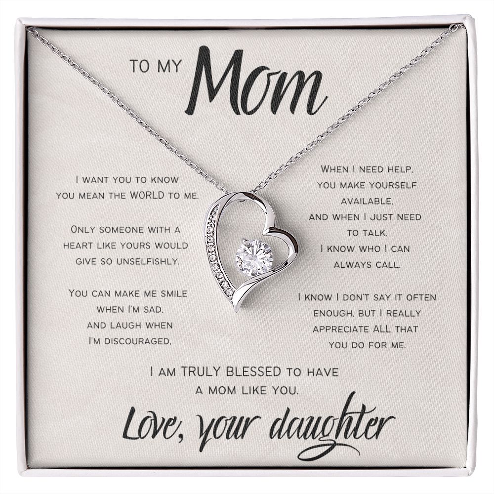 Truly Blessed | To Mom from Daughter | Heart Necklace