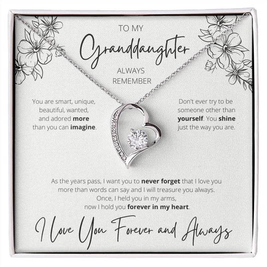 Forever In My Heart - To My Granddaughter Heart Necklace Flower Design