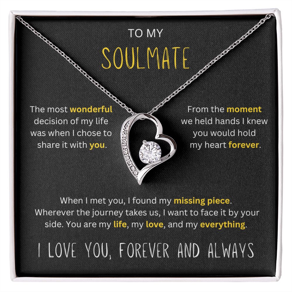 Missing Piece - To My Soulmate Gold Accent Heart Necklace Gift