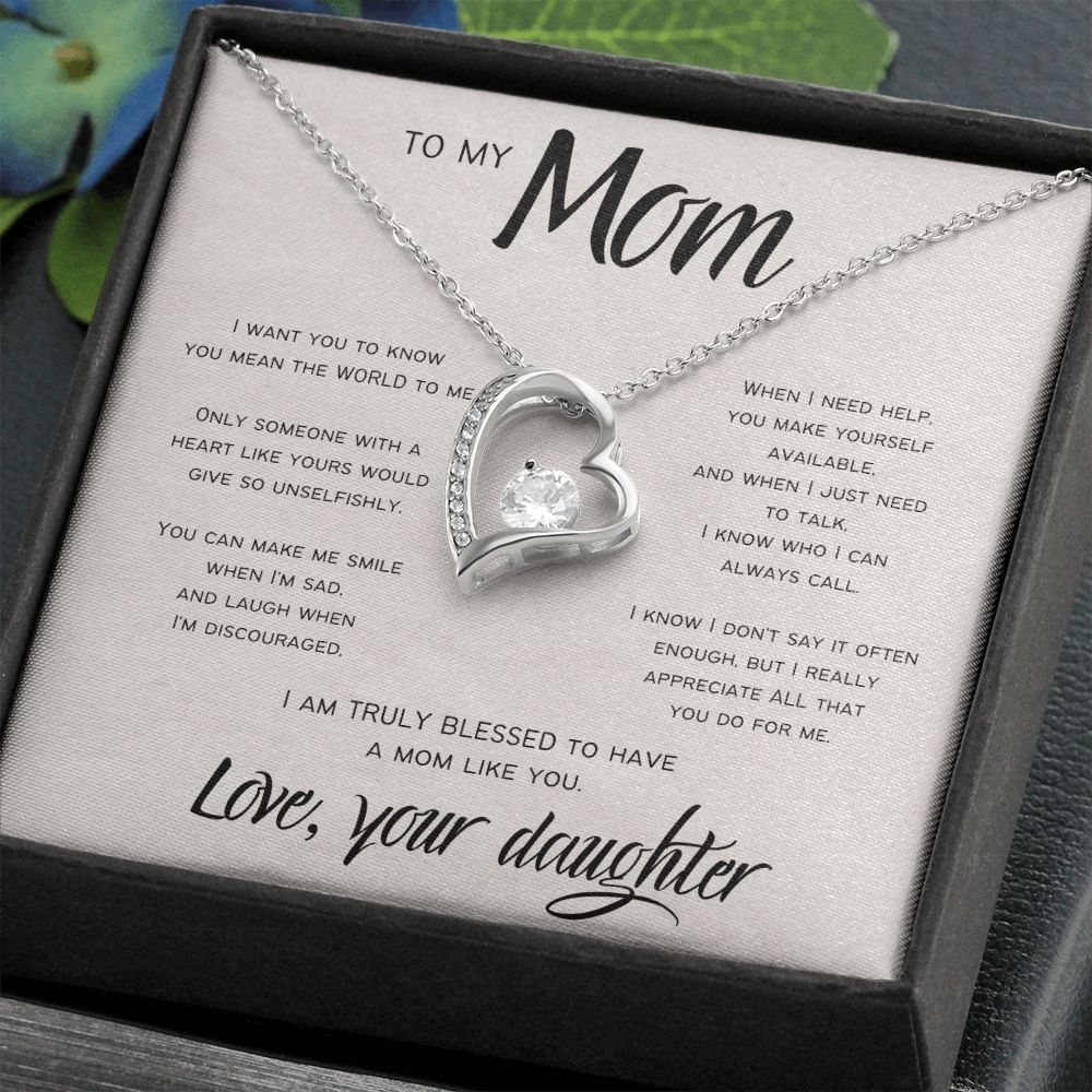 Truly Blessed | To Mom from Daughter | Heart Necklace