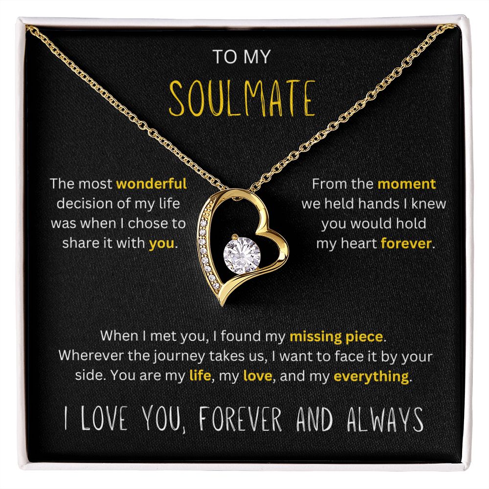 Missing Piece - To My Soulmate Gold Accent Heart Necklace Gift