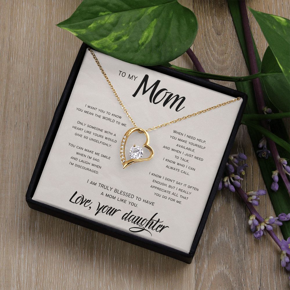 Truly Blessed | To Mom from Daughter | Heart Necklace