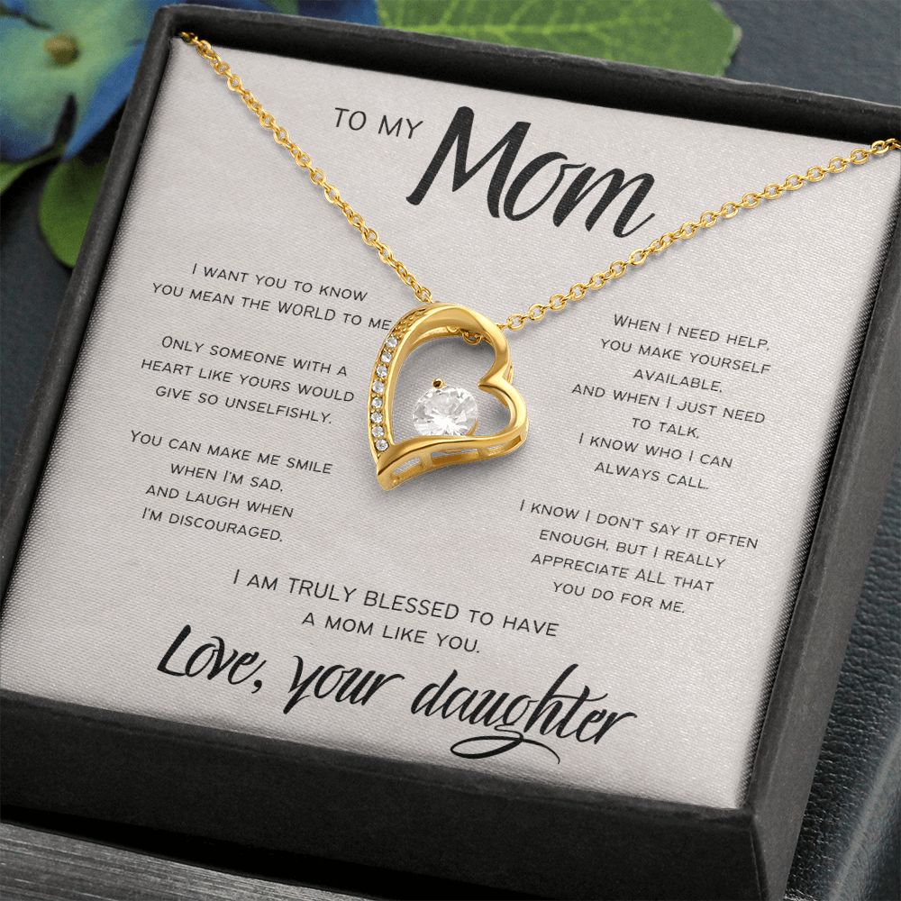 Truly Blessed | To Mom from Daughter | Heart Necklace